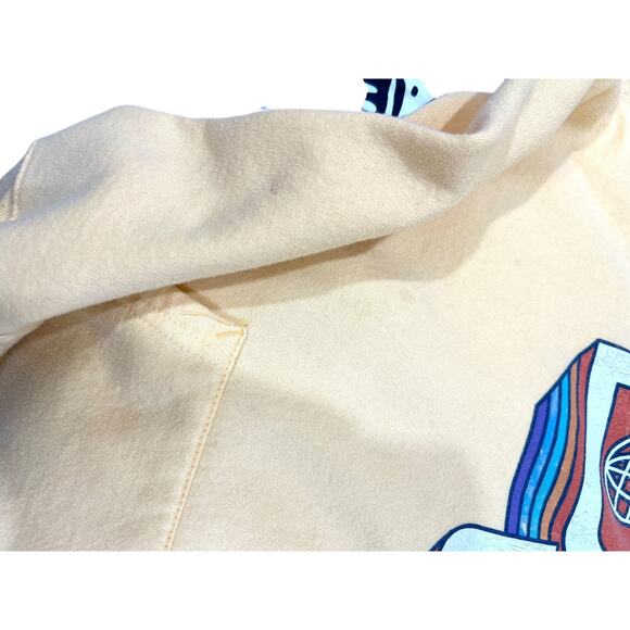 Vintage Wald Disney World Rainbow Logo Hoodie Sweatshirt in Butter Yellow XL - Picture 4 of 7